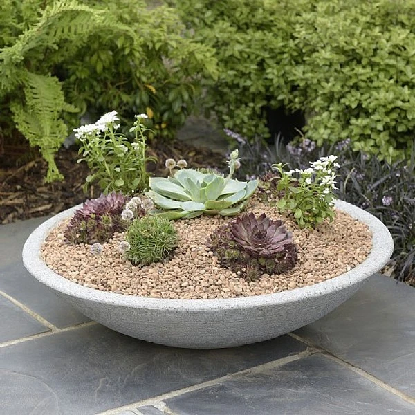 Stewart Garden Varese Low Bowl Planter 60cm - Alpine Grey 3 Stewart Garden Varese Low Bowl Planter 60cm - Alpine Grey