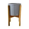 Ivyline Anzio Warm Grey Pot Cover With Wooden Stand -Outdoor Garden Care ANZWMGREY