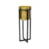 Ivyline Calla Pot Cover Stand Black & Antique Gold (Various Sizes) -Outdoor Garden Care IVCELLABLGO