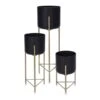 KOOPMAN Black & Gold Plant Pot Cover Stand (Various Sizes) -Outdoor Garden Care PLNSTDBKG