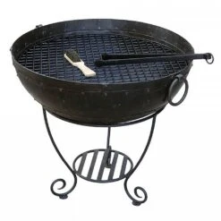 Recycled Kadai Firebowl With High & Low Stand -Outdoor Garden Care XM062 2