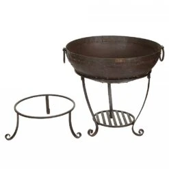 Recycled Kadai Firebowl With High & Low Stand -Outdoor Garden Care XM062 5